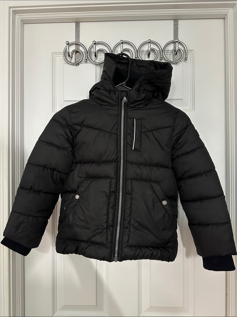 Michael Kors Black Hooded Puffer Jacket for Kids size 4